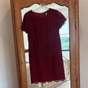 Ann Taylor Rich Burgundy Lace Mini Dress